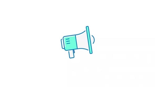 Animated Flat Design Megaphone Icon for Communication