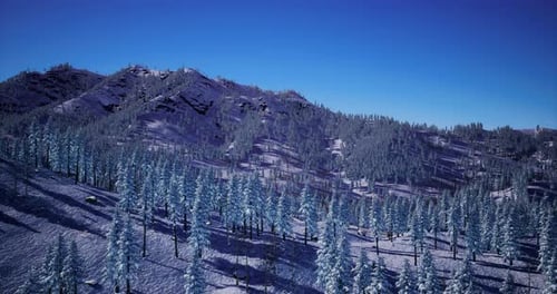 Fresh Snow Blankets Serene Mountain Landscape in Wintertime Wonderland