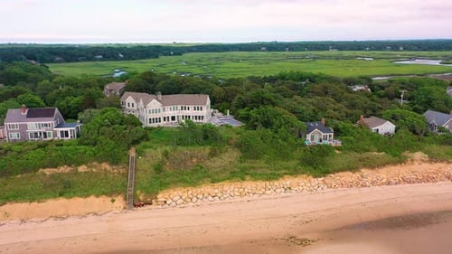 Coastal Homes on Sandy Cliffs with Stairway Access to the Beach
