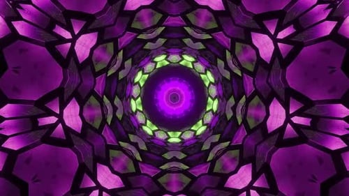 Abstract Glowing Neon Geometric Kaleidoscope Tunnel Loop