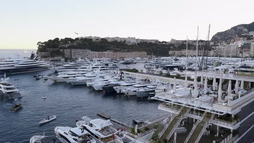 Monaco Yacht Show Exhibiting Luxury Yachts and Boats in Port Hercule Action