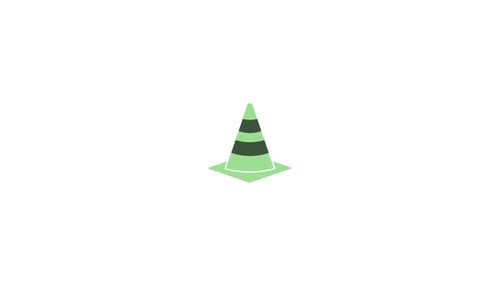 Green Traffic Cone Animated Icon with Flat Design Style