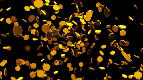 Falling Golden Coins Seamless Loop on Alpha Channel