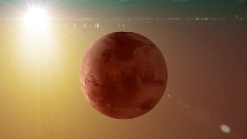 Ansicht des rotierenden Planeten Venus aus dem Weltraum, Blick auf die Sonne, die sich um die Venus dreht. 1663