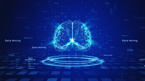 Artificial Intelligence Brain Hologram with Digital Data Network