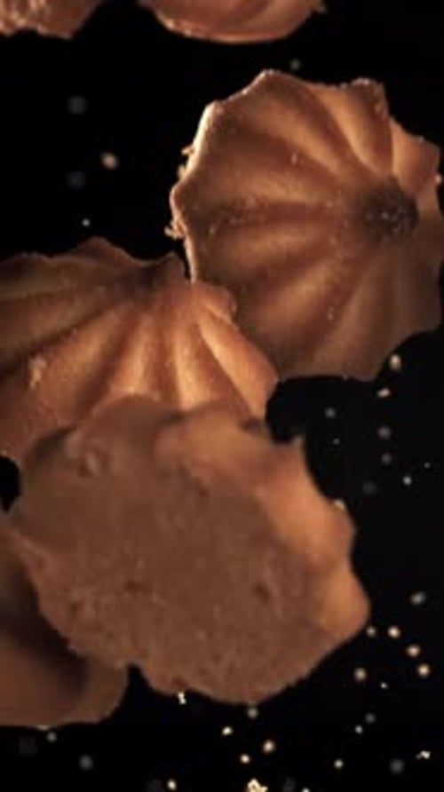 The Cookies Fly Up and Fall Down Filmed on a Highspeed Camera at 1000 Fps