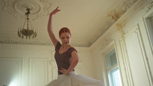 Graceful Ballerina Dancing in Sunny Ballet Studio