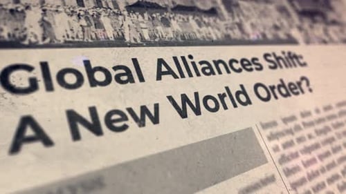 Vintage Newspaper Headline Reveal with Glitch Effect