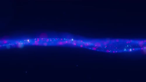 Technologie futuriste : mouvement ondulatoire avec points de données cloud, concept de cyberespace numérique abstrait, numérique