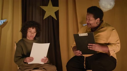 Two Diverse Actors Practicing Their Lines