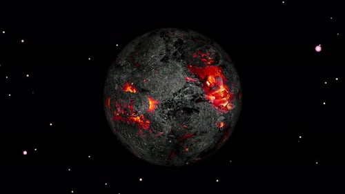 Lava mit Feuerkugel, Galaxiehintergrund