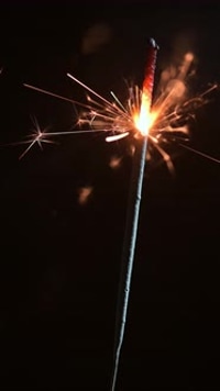 Festive Sparkler Emitting Sparks at Night