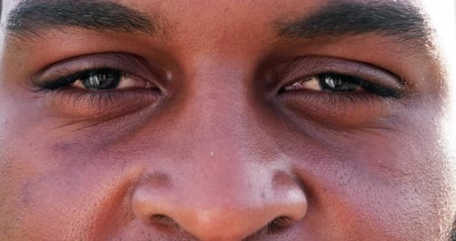 Eyes, vision and portrait with black man and health, awareness and looking