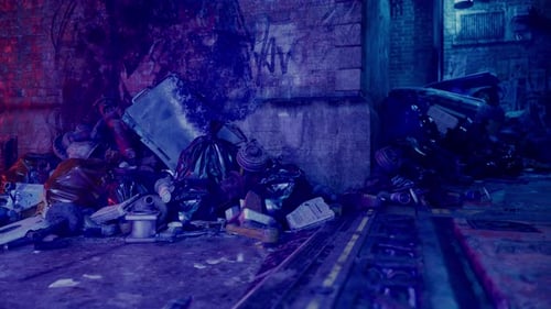 Pile of Trash Next to Brick Wall