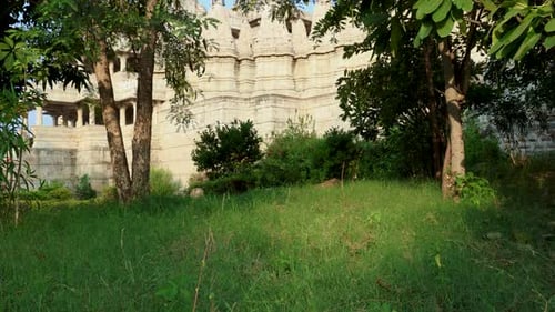 ancient unique temple architecture with bright blue sky at day from different angle video is taken a