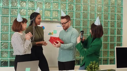 Office Birthday Party with Gift Presentation