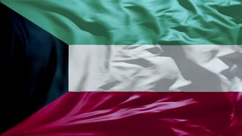Realistic Waving Flag of Kuwait Seamless Loop Animation