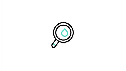 Animated Magnifying Glass with Water Drop Line Icon