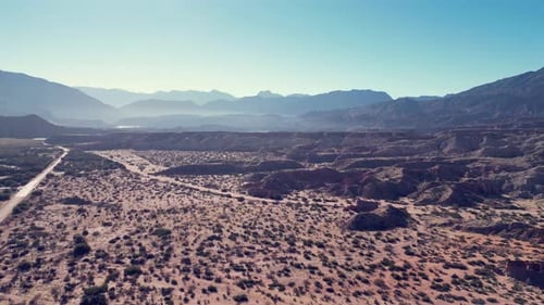 Aerial drone scenic mountain landscape - - rocky, sunrise