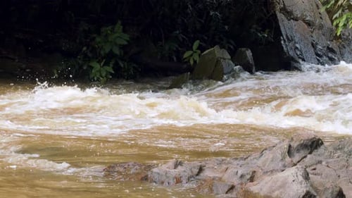 Runoff water rushing into the river after a rain in a drought in Brazil