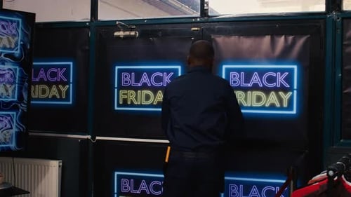 Crowd Rushing into a Store for Black Friday