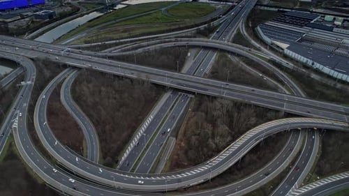 Belgian multilane highway aerial shote