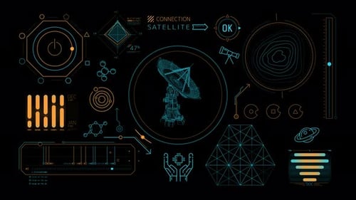 Infographic Animation On Alpha Channel About Radio Astronomy And Space Observation 4K