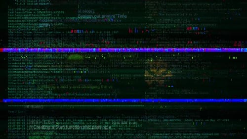 Computer Code Glitch System, data breach warning sign hacking cyber crime theft, security fraud. sof
