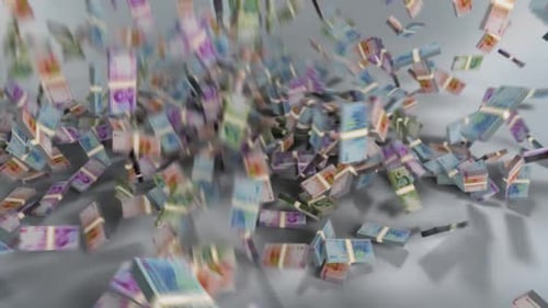 Iran Money - Rial Stacked Money Falling - Iranian Currency