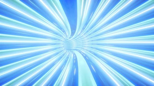 Neon Blue Stream Flying Through the Universe Lightspeed Tunnel