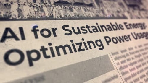 Glitch Effect on Newspaper Headline with AI and Energy Theme