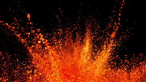Super Slow Motion Explosion of Color Powder on Black Background Filmed on a Highspeed Camera at 1000