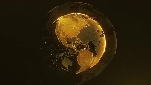 Futuristic Digital Earth Globe with Network Data Animation