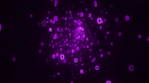 Purple Flying Numbers Countdown Background Loop V4