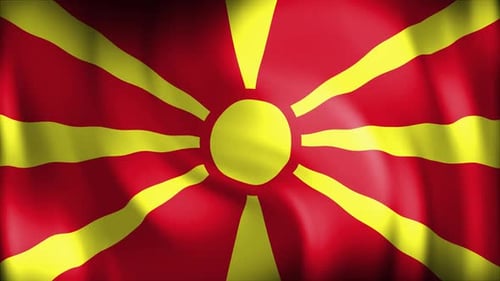 North Macedonia National Flag Waving Animation