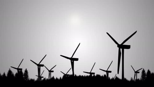Windturbinenpark Stromerzeuger in Naturlandschaft für die Produktion erneuerbarer grüner Energie ist