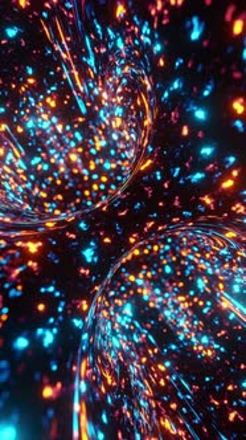 Remolino abstracto de luces de colores. Animación en bucle vertical