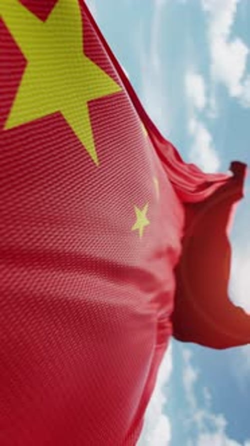 Realistic China Flag Waving Loop for Vertical Video