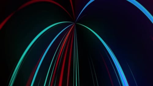 Fondo de efecto túnel vj de neón colorido abstracto con chispas de neón