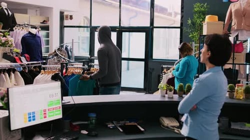 Thief Wanting to Stole Trendy Clothes