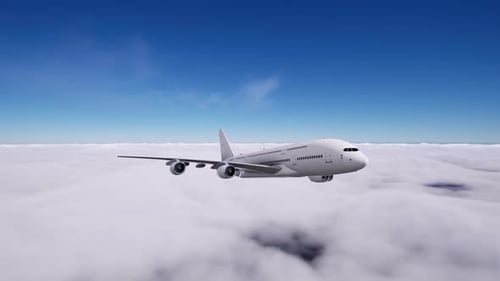 Airplane flight above the clouds