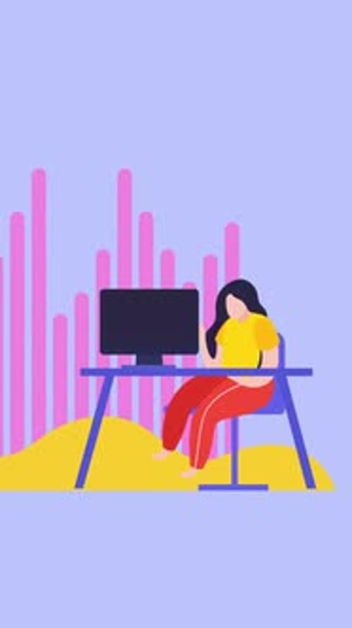 Woman Working On Laptop In Office Vertical