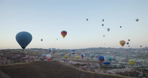 Colourful Hot Air Balloons Floating Above Cappadocia, Turkey