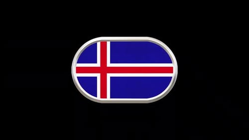 3D Rotating Iceland Flag Emblem Loop