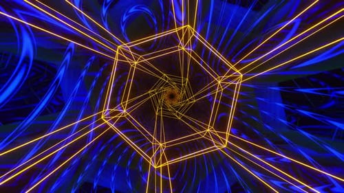 Abstract Futuristic Glowing Geometric Tunnel Loop Animation Background