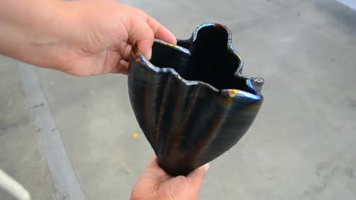 Solution de fabrication additive métallique imprimée par imprimante 3D par personne tenant un vase