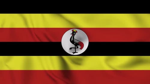 Uganda Flag Waving Realistic Loop Animation