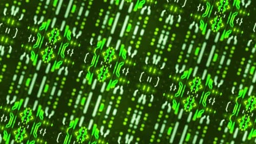 Glowing Green Digital Data Flowing Circuit Board Background