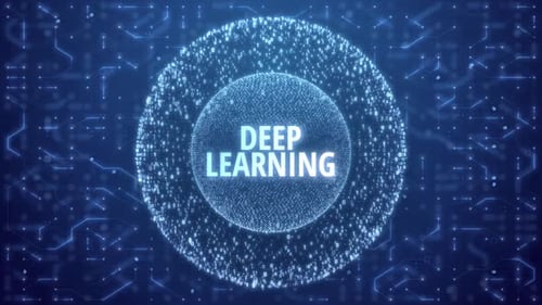 Deep Learning Concept over Matrix sphere on circuitry background - HD