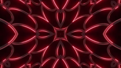 Lebendiger Neon-Hexagon-Tunnel mit leuchtenden grünen und roten Lichtern